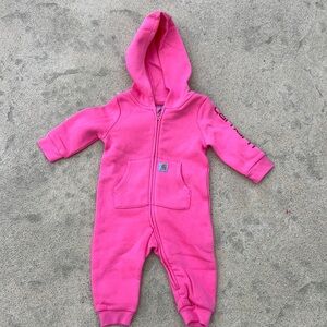 Carhartt Pink Fleece Full Zip Hoodie Coverall NWT 6Months